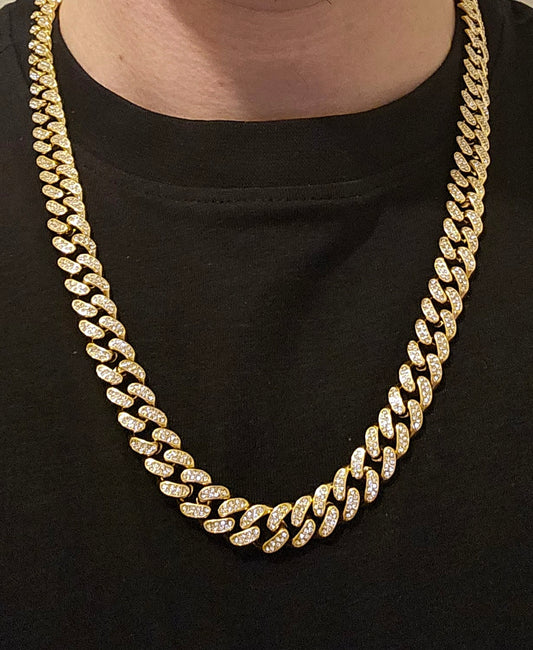 Cuban 14mm Iced Chain Gold